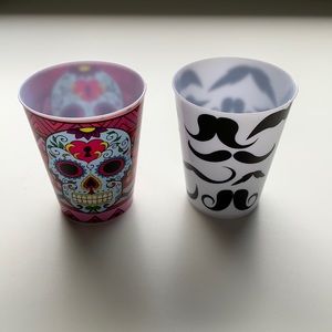 Plastic shot glasses - mustache and skull